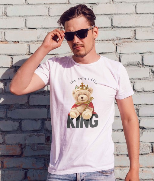 Мъжка тениска с щампа Мечета Cute king